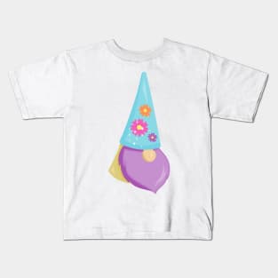 Cute Gnome, Little Gnome, Garden Gnome, Flowers Kids T-Shirt